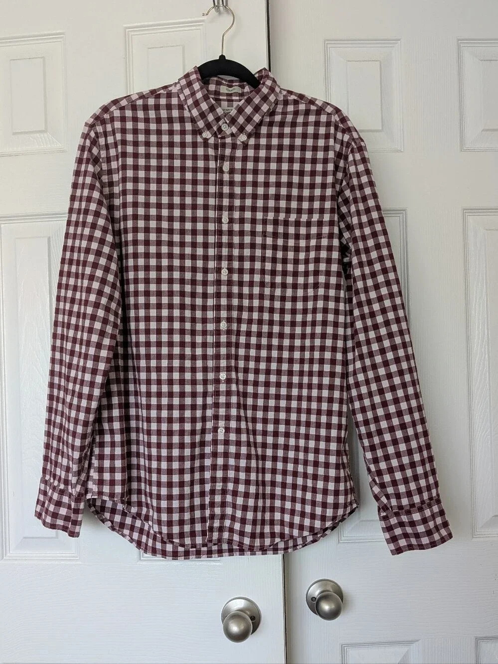 Bundle Of 2 J Crew Button-Down Plaid Shirts - Gray & Burgundy (Men)